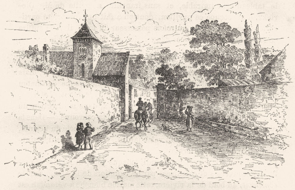 YVELINES. Entrée du village de Louveciennes porte l'ancien pare 1880 old print